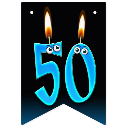 50歳の誕生日のろうそく（目玉つき） バンティングフラッグ (第1の旗)