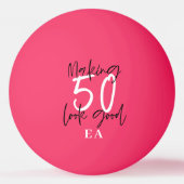50歳の誕生日のイニシャルが贈パーソナライズされたり物に 卓球ボール (正面)