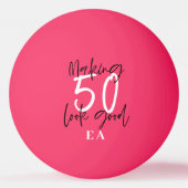 50歳の誕生日のイニシャルが贈パーソナライズされたり物に 卓球ボール (裏面)