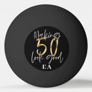 50歳の誕生日のイニシャルが贈パーソナライズされたり物に 卓球ボール