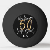 50歳の誕生日のイニシャルが贈パーソナライズされたり物に 卓球ボール (裏面)