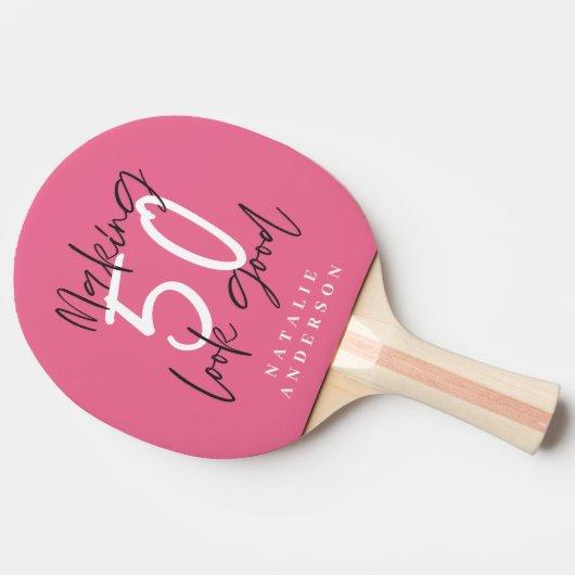 50歳の誕生日のイニシャルが贈パーソナライズされたり物に 卓球ラケット (横)
