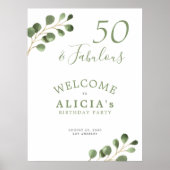 50歳の誕生日のエレガントパーティー歓迎サイン ポスター (正面)