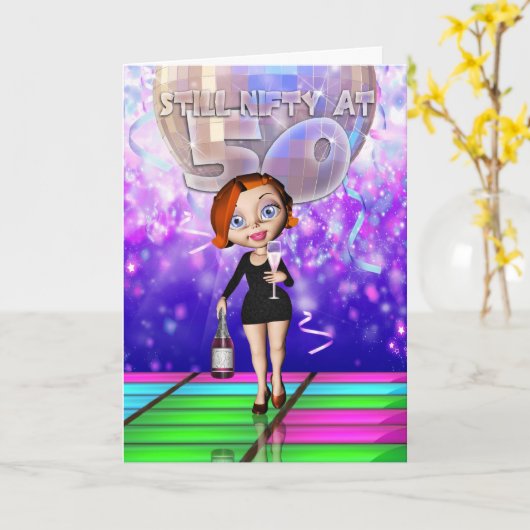 50歳の誕生日のグリーティングカード – まだ50歳の高さ カード (黄色い花)