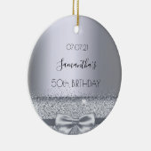 50歳の誕生日のシルバーボウ セラミックオーナメント (右)