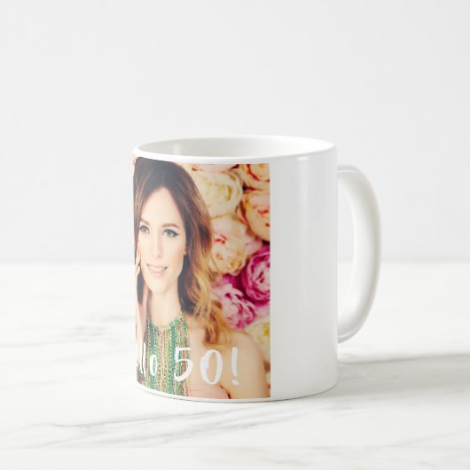 50歳の誕生日の写真こんにちは50人の女性 コーヒーマグカップ (正面右)