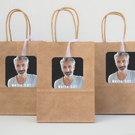 50歳の誕生日の写真こんにちは50人の男性 スクエアシール