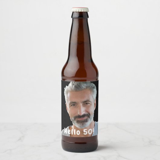 50歳の誕生日の写真こんにちは50人の男性 ビールラベル (正面)