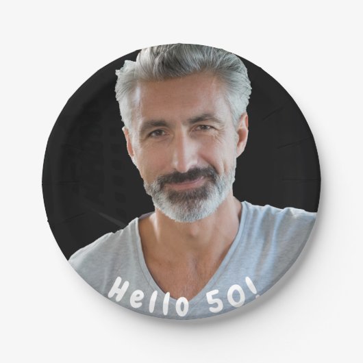 50歳の誕生日の写真こんにちは50人の男性 ペーパープレート (正面)