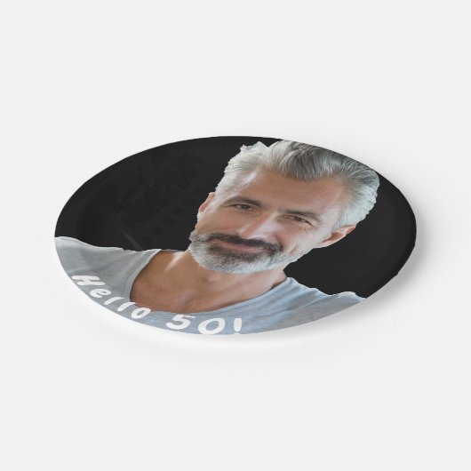 50歳の誕生日の写真こんにちは50人の男性 ペーパープレート (アングル)