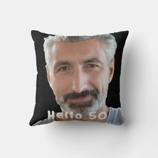 50歳の誕生日の写真こんにちは50男の男性 クッション (裏面)
