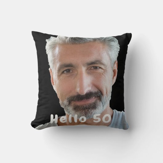50歳の誕生日の写真こんにちは50男の男性 クッション (正面)