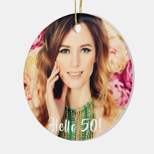 50歳の誕生日の写真こんにちは50 セラミックオーナメント (左)