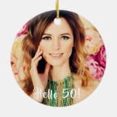 50歳の誕生日の写真こんにちは50 セラミックオーナメント (裏面)