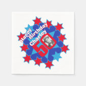 50歳の誕生日の写真とレッドスターナプキンスの名前 スタンダードカクテルナプキン (正面)