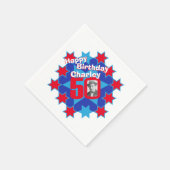 50歳の誕生日の写真とレッドスターナプキンスの名前 スタンダードカクテルナプキン (角)