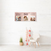 50歳の誕生日の写真バラ金ゴールド 横断幕 (インサイチュ)