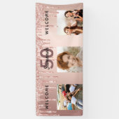 50歳の誕生日の写真バラ金ゴールド 横断幕 (縦)