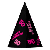 50歳の誕生日の写真パーソナライズされたピンク色の黒 パーティーハット (裏面)