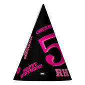 50歳の誕生日の写真パーソナライズされたピンク色の黒 パーティーハット (左)