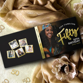 50歳の誕生日の写真ブラック・金ゴールド・ゲストブック ゲストブック