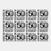50歳の誕生日の写真モノラル白黒 ラッピングペーパーシート (正面2)