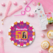 50歳の誕生日の写真名ピンクスター紙プレート ペーパープレート (パーティー)