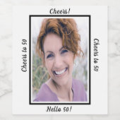 50歳の誕生日の写真応援50歳の女性 ワインラベル (シングルラベル)