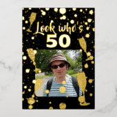 50歳の誕生日の写真招待状50日 箔招待状 (正面)