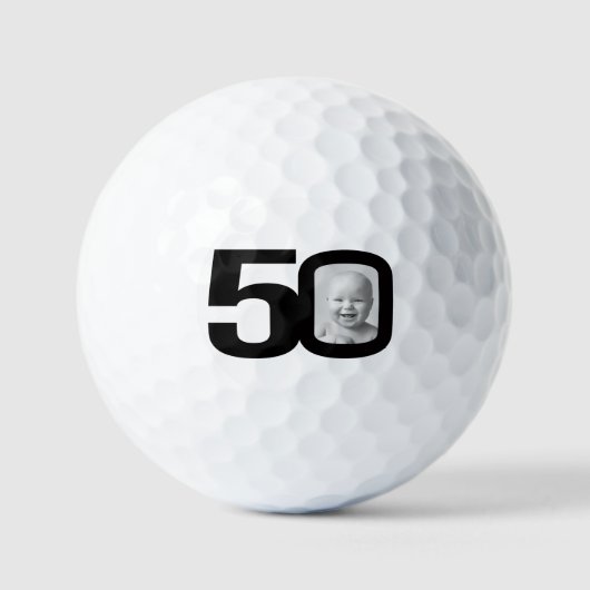 50歳の誕生日の写真白黒 ゴルフボール (正面)