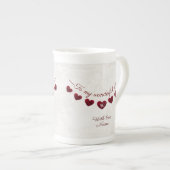 50歳の誕生日の妻ロマンチックなハートバント ボーンチャイナマグカップ (正面右)