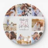 50歳の誕生日の白ガーリーグリッター写真集 ペーパープレート (正面)