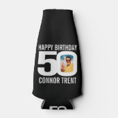 50歳の誕生日の白黒2枚クール ボトルクーラー (正面)