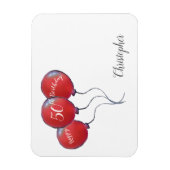 50歳の誕生日の赤い風船の贈り物 マグネット (縦)