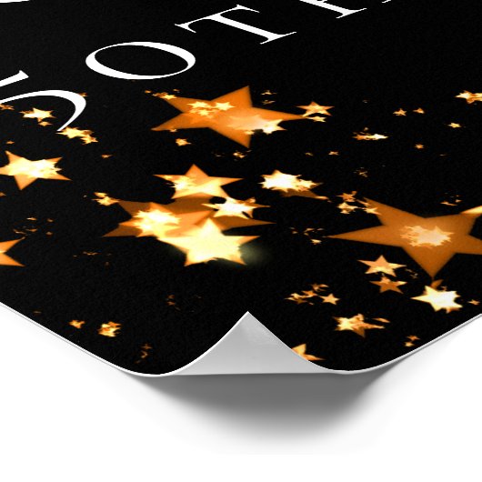 50歳の誕生日の黒い金ゴールド星写真ようこそ ポスター (角)