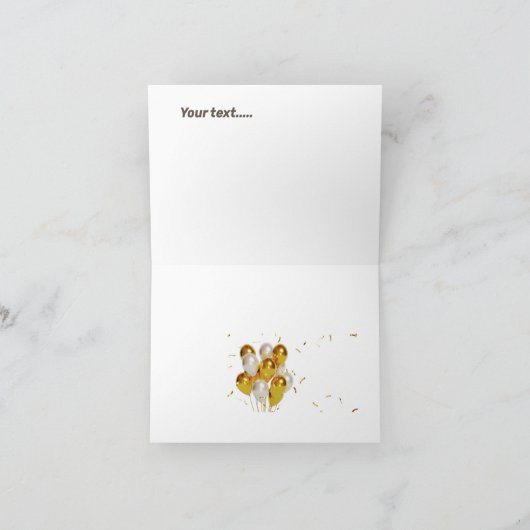 50歳の誕生日の黒番と金ゴールドエレガント誕生日 カード (内部)