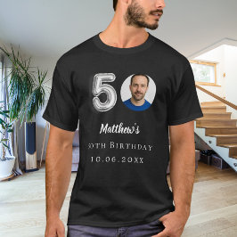 50歳の誕生日の黒銀写真 Tシャツ