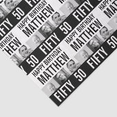 50歳の誕生日の3枚の写真の白黒パターン(の模様が)ある 薄葉紙 (詳細)