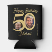 50歳の誕生日はっきりした黒金ゴールド2枚の写真名 缶クーラー (裏面)