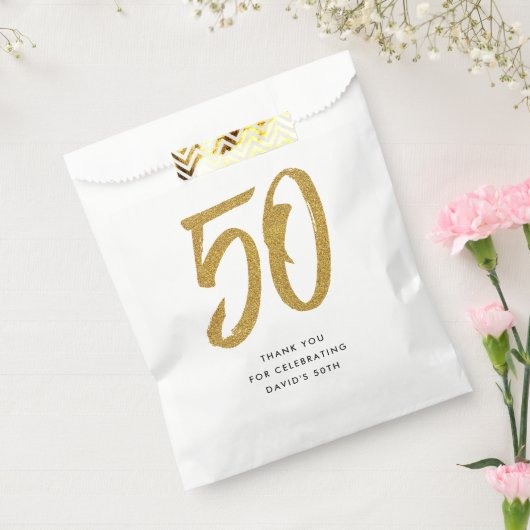 50歳の誕生日またはアニバーサリーブラックと金ゴールドカスタム フェイバーバッグ (封をした状態)