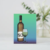 50歳の誕生日または記念日：ワインボトル&グラス ポストカード (スタンド正面)