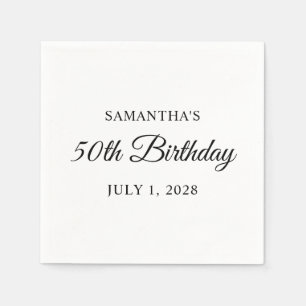50歳の誕生日をおしゃれな筆記体で スタンダードカクテルナプキン