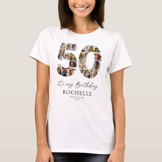 50歳の誕生日をお祝いするオリジナルフォトTシャツ Tシャツ (正面)