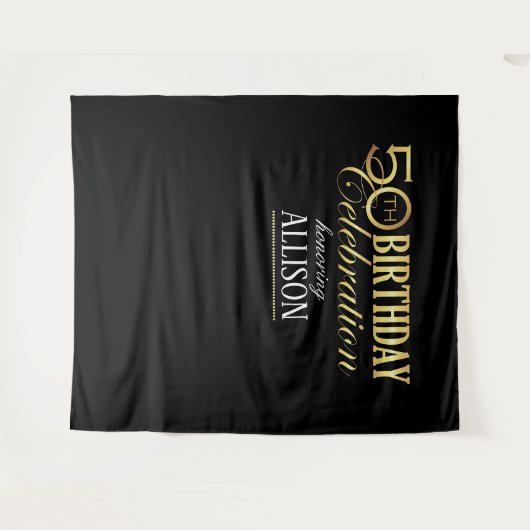 50歳の誕生日をお祝いする写真用背景 タペストリー (正面(横))