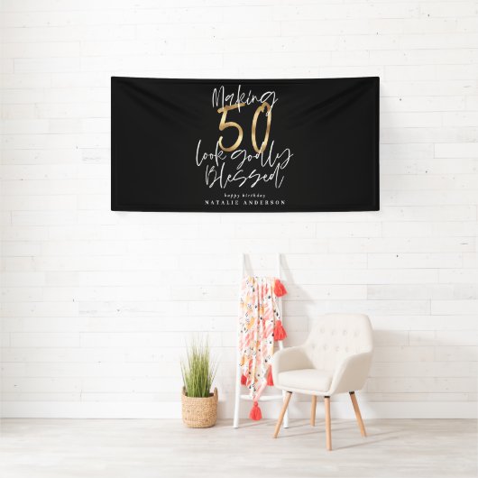 50歳の誕生日を楽しく見せ賛美ること 横断幕 (インサイチュ)