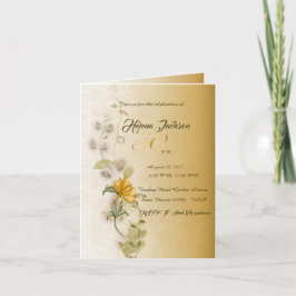 50歳の誕生日を祝うゴールドの招待状 招待状