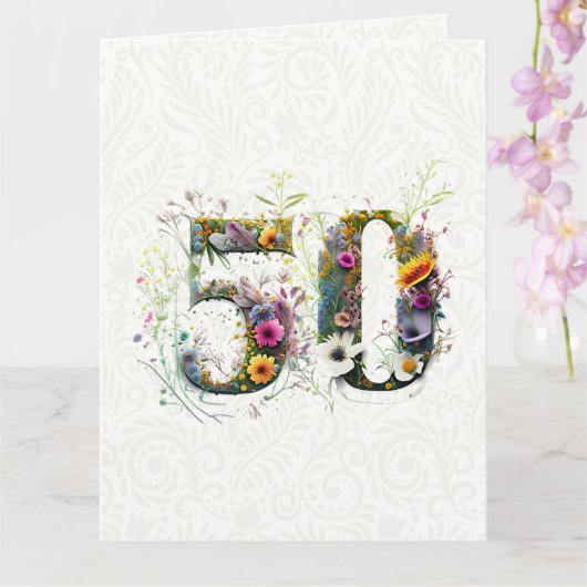 50歳の誕生日を祝うワイルドフラワーのテキスト カード (蘭)