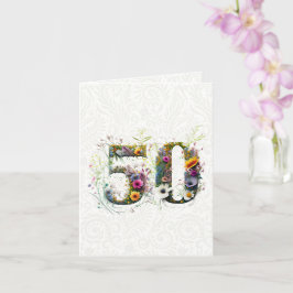 50歳の誕生日を祝うワイルドフラワーのテキスト カード
