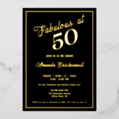 50歳の誕生日を祝う箔押し招待状 - ファビュラス 箔招待状 (正面)