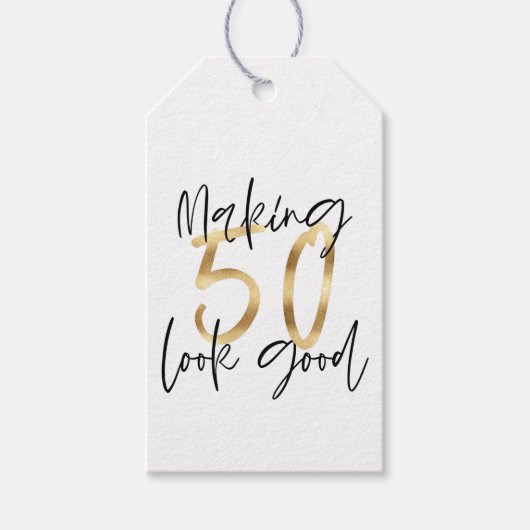 50歳の誕生日を良く見せる感謝してい金ゴールド ギフトタグ (正面)
